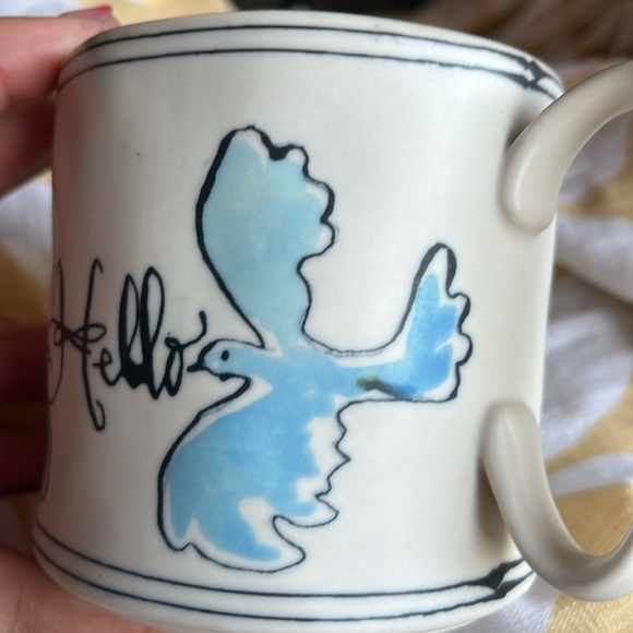 Anthropologie Polka Dot Sketchbook Collection "Hello Day” Bird Mug - Picture 3 of 9